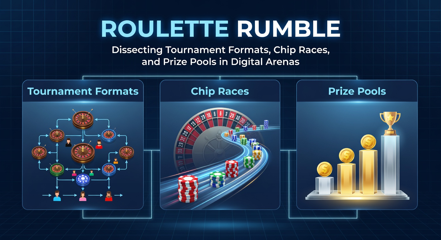 Spannendes Roulette-Turnier in einer digitalen Arena mit Spielern am Tisch und aufstrebenden Chips