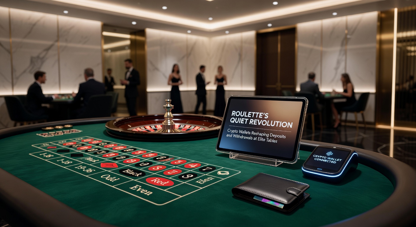 Grafik einer Blockchain-Transaktion mit Roulette-Chip-Stapel, die ultraschnelle Auszahlung von Gewinnen an einen Crypto-Wallet darstellt