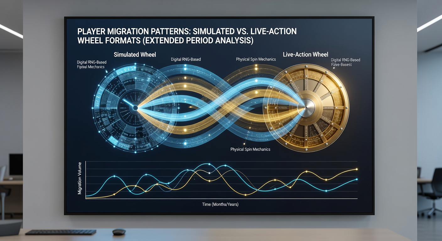 Diagramm mit Migrationsmustern von Spielern zwischen RNG- und Live-Roulette über einen Zeitraum von fünf Jahren