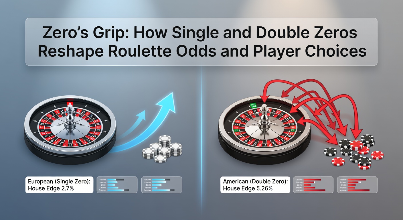 Vergleichstabelle der Hausvorteile bei Single- und Double-Zero-Roulette, mit grafischen Darstellungen von Gewinnwahrscheinlichkeiten und RTP-Werten für gängige Wetten